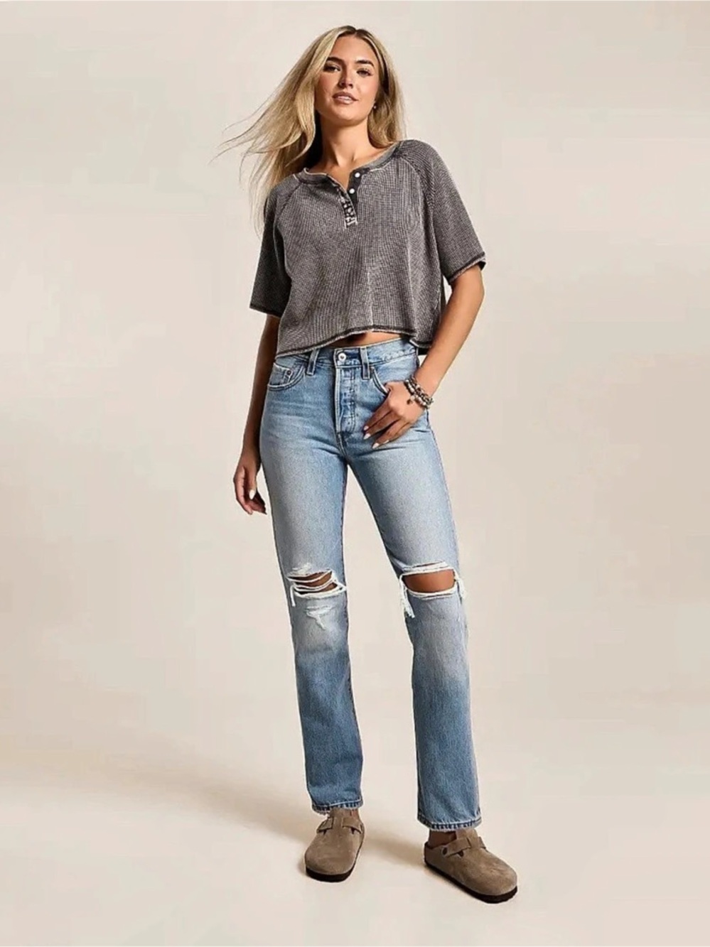 Levi's| ‘501 Original’ Distressed Straight Leg Jeans